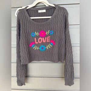 Natural Life Dark Gray Knit Sweater “LOVE”